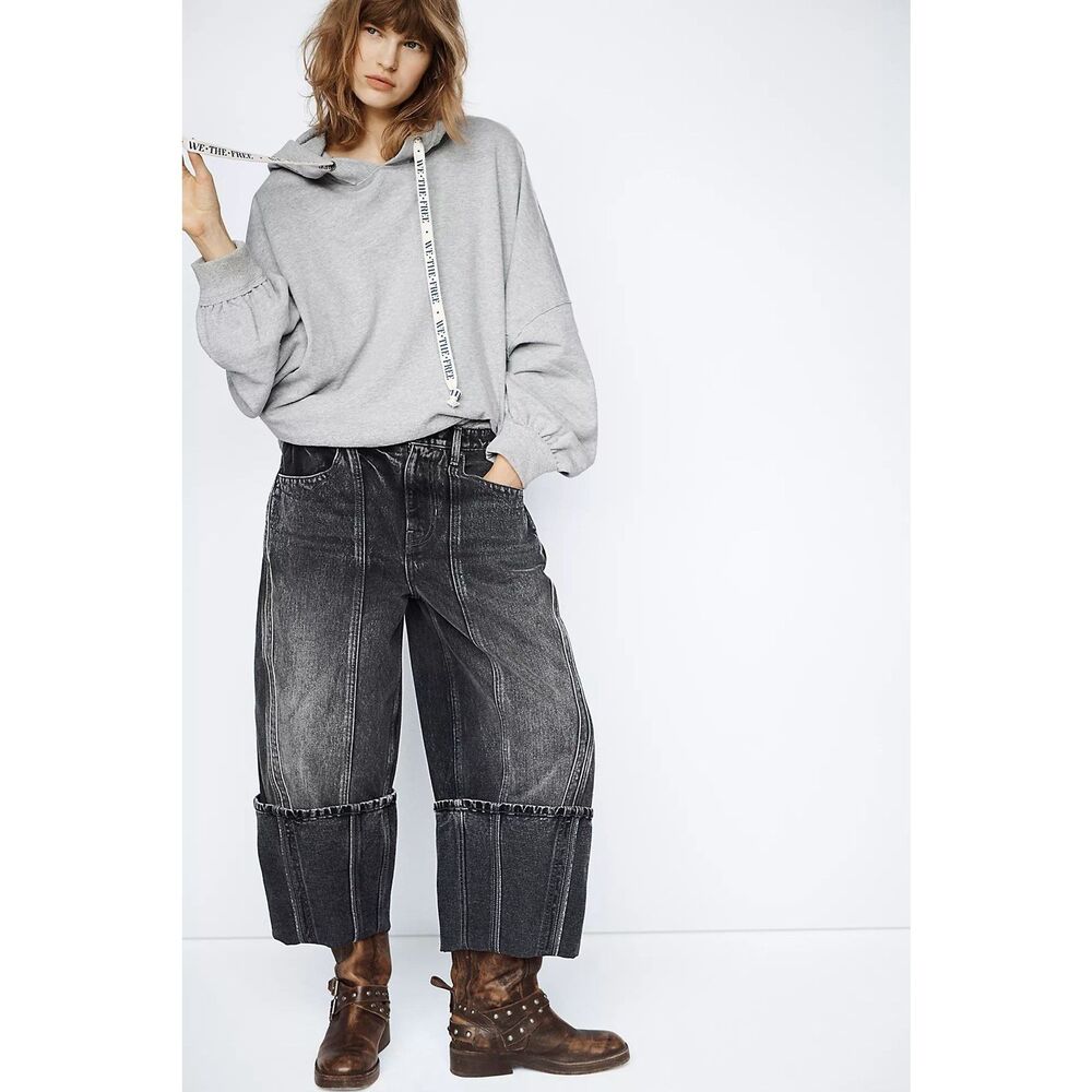 Free People We The Free Olsen Cuffed Crop Barrel Jeans Size 29